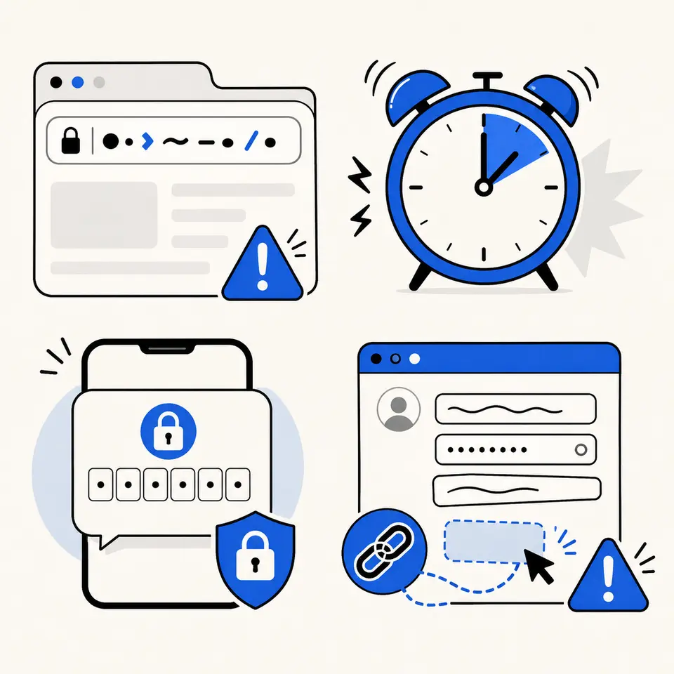 Phishing signs: suspicious address, urgency, code request, and unusual form